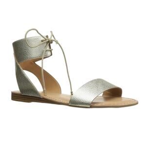 Franco Sarto Women's Glenys Lace Up Ankle Strap Flat Sandals Gold Size 6 1/2